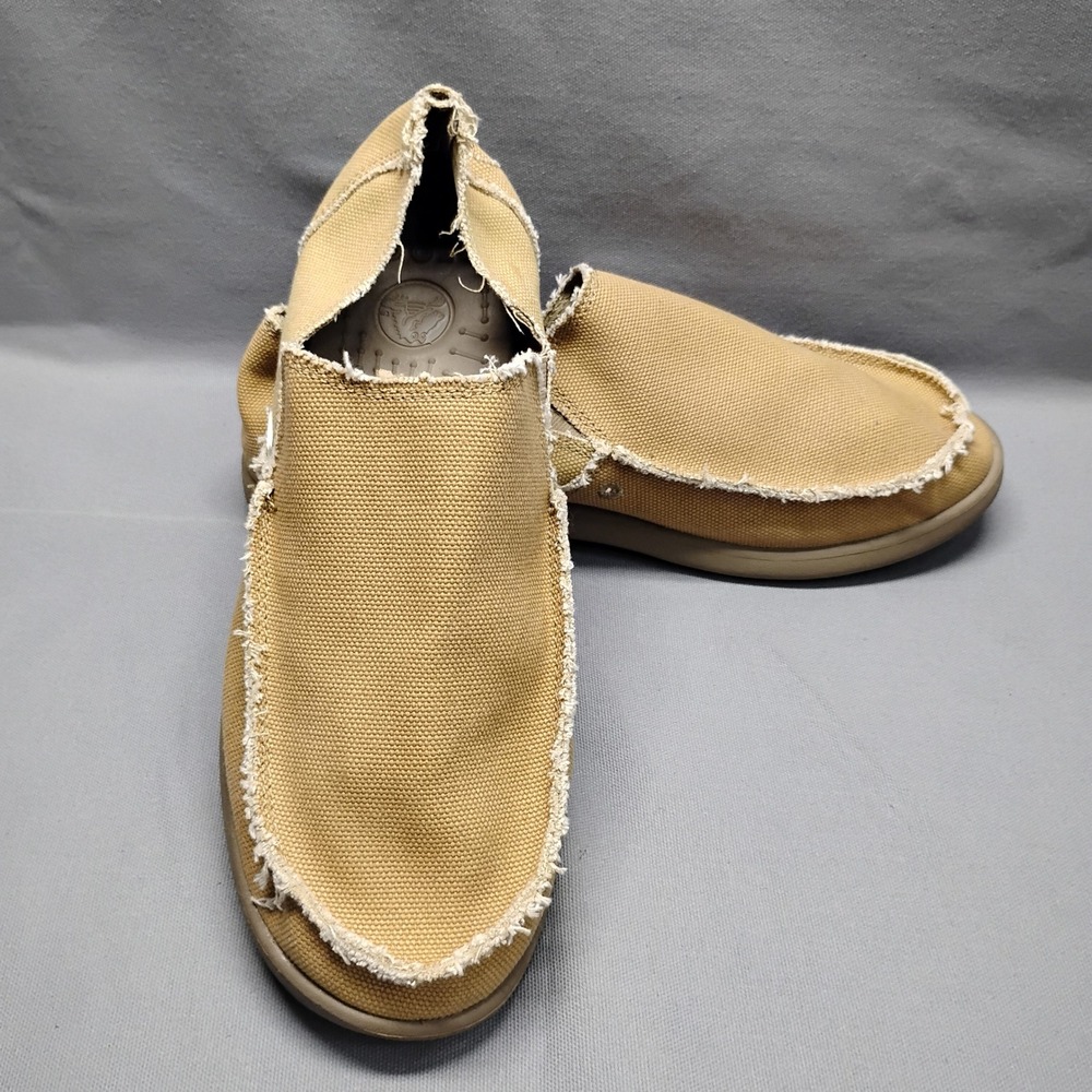 Crocs Santa Cruz Mens Khaki Canvas Slip On Loafers Size 12 - Picture 8 of 10